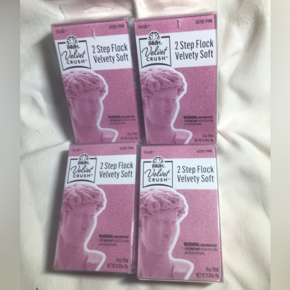 Lot/Set of 4 FolkArt Velvet Crush 2 Step Flock Flocking Pink Kit
